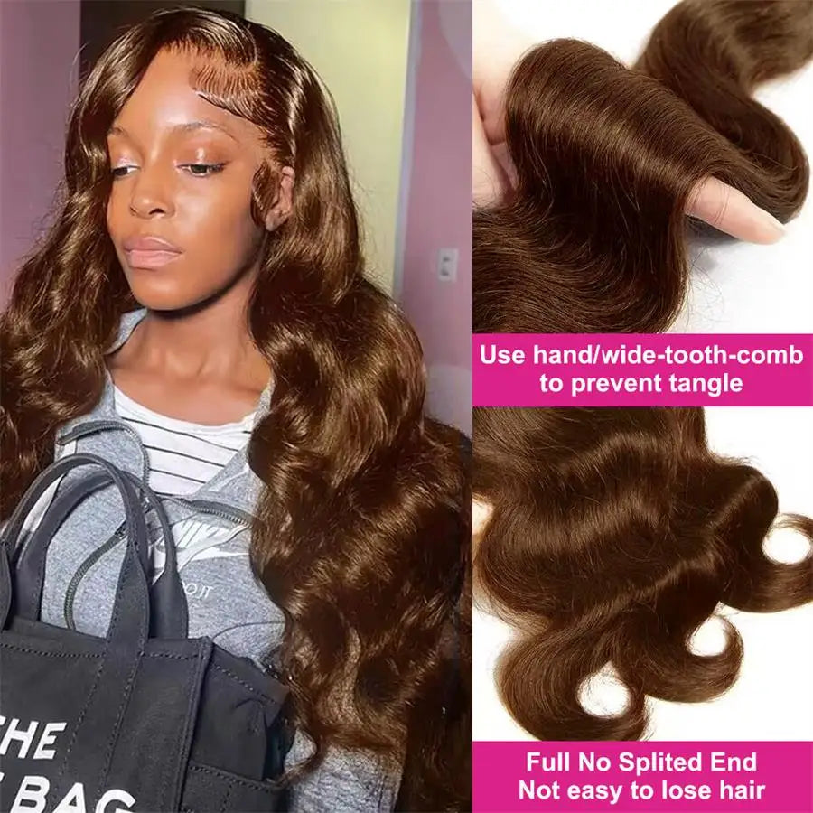 32 Inch Chocolate Brown Lace Front Wigs Body Wave Brown Human Hair Wigs Hd 13x4