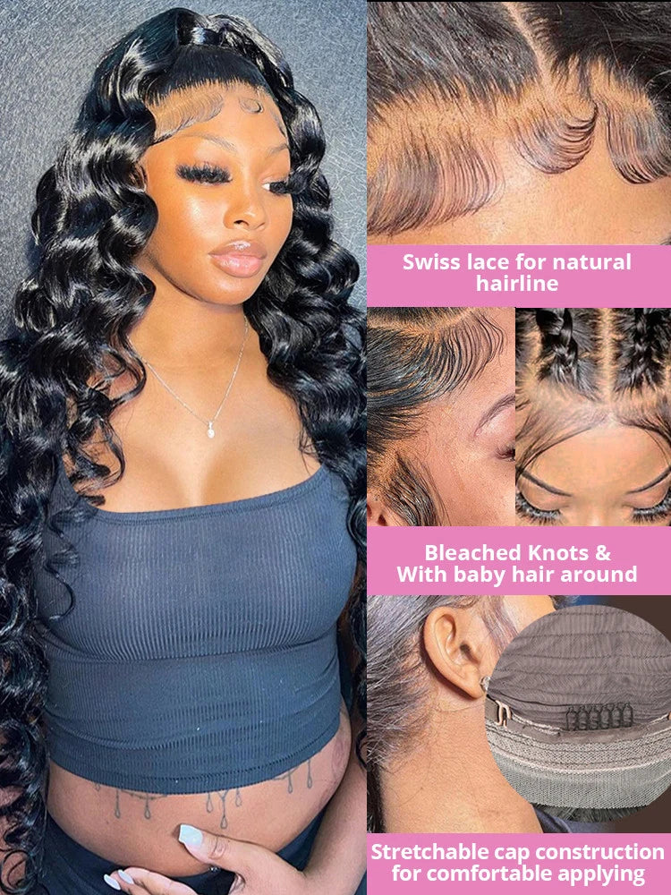 Loose Deep Wave/Glueless 13x4 Lace Front Human Hair Brazilian Wigs  Pre Plucked