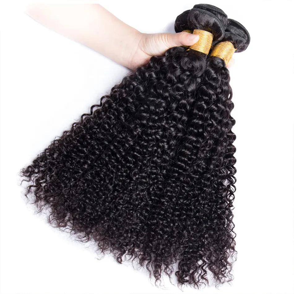 Kinky Curly Human Hair Bundles 1/3/4 Pieces Natural Hair Extensions Topper