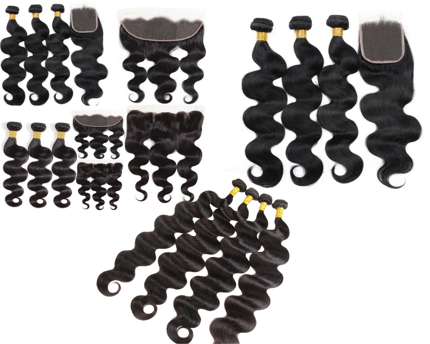 Body Wave 3/4 Human Hair Bundles with 4x4 Closure