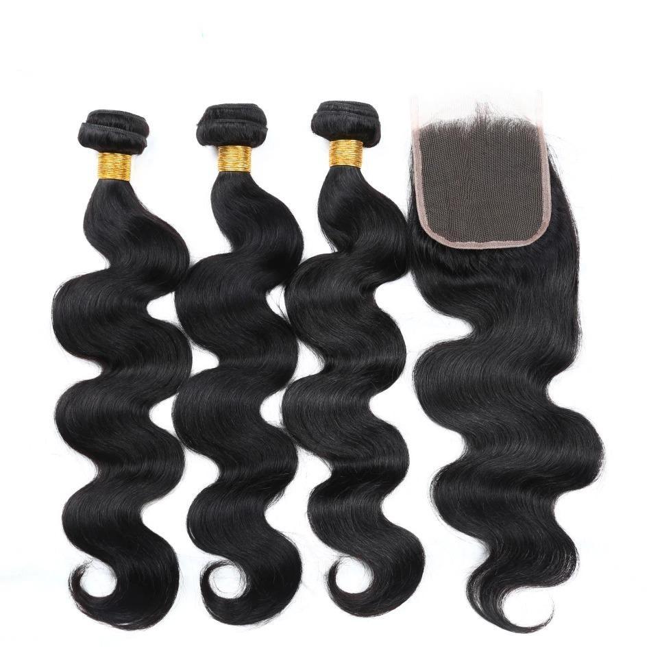 Body Wave 3/4 Human Hair Bundles with 4x4 Closure