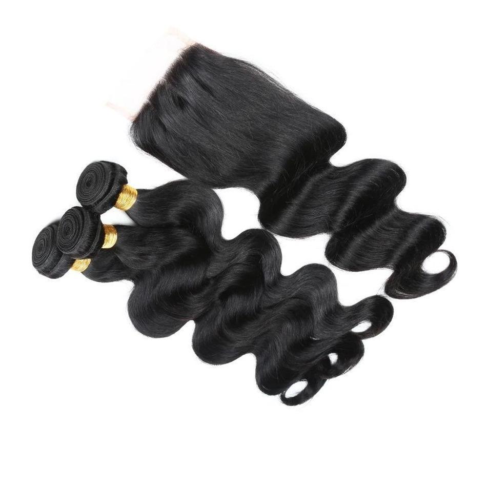 Body Wave 3/4 Human Hair Bundles with 4x4 Closure