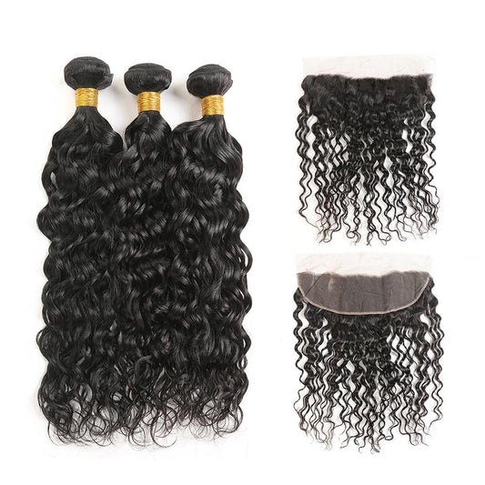 10A Grade 3/4 Water Wave bundles with 13x4 Frontal